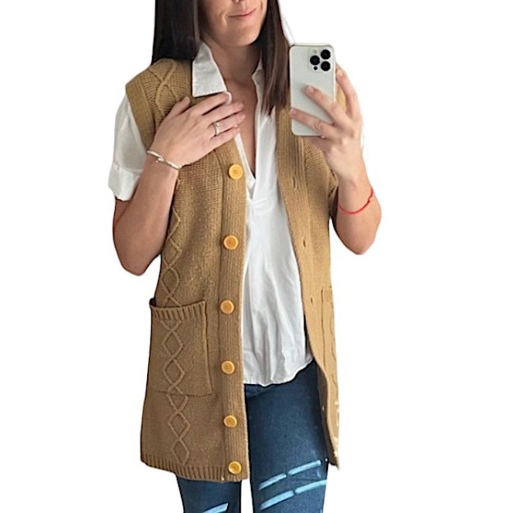 Vintage Sweater Vest 70’s Cable Knit Size M